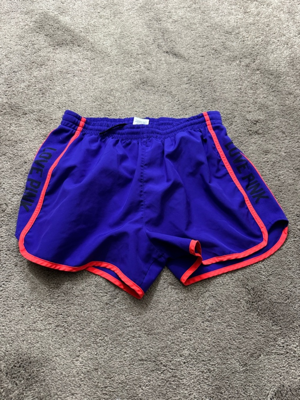 PINK Victoria’s Secret Athletic Shorts Purple Neon Trim Logo SIZE S